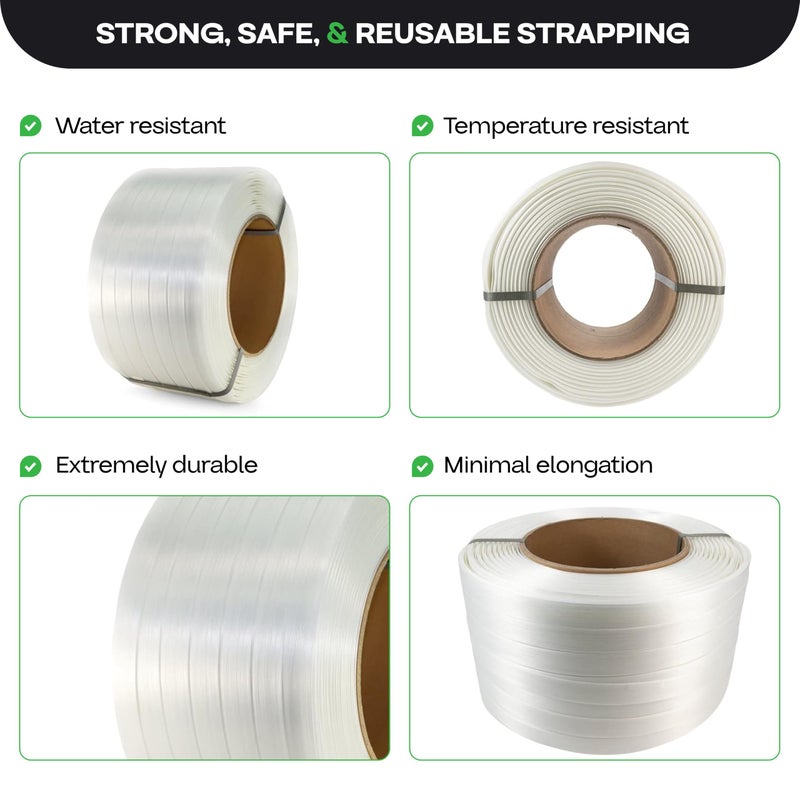 IDL Packaging Composite Cord Strapping Roll 1 1/4" x 820', 8" x 8" Core Size, 3300 lbs Break Strength - Heavy Duty Strapping - Rust-Free & Weatherproof Cord Strap Coil with Re-Tightening Option by IDL Packaging - Image 4